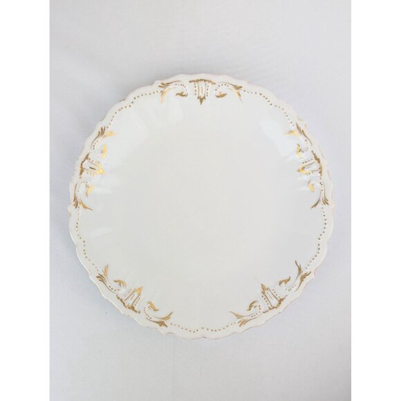 Antique Signed Limoges 8.5" White Porcelain Plate Elegant 1900s Gold Trim Dish - Picture 7 of 9